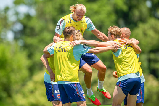Erling Braut Haaland and players of the Norwegian national