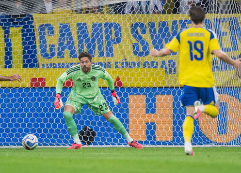 goalkeeper Kristoffer Nordfeldt of Sweden