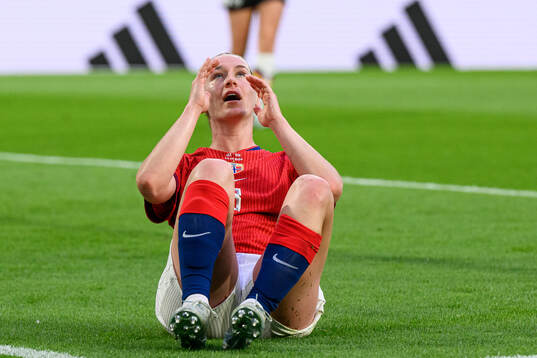 Elisabeth Terland of Norway looks dejected