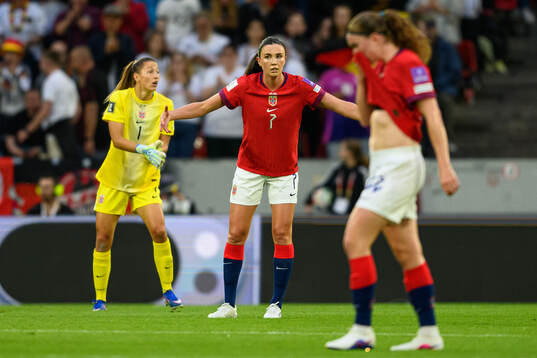 Ingrid Engen of Norway looks dejected