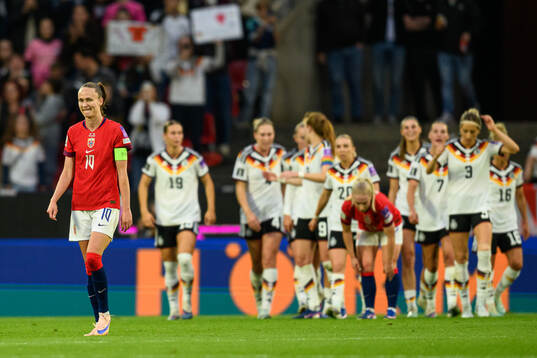Caroline Graham Hansen of Norway looks dejected
