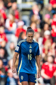 Filippa Angeldahl of Sweden looks dejected