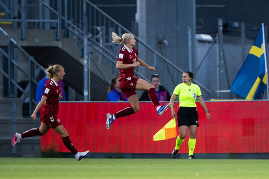 Pernille Harder of Denmark celebrates