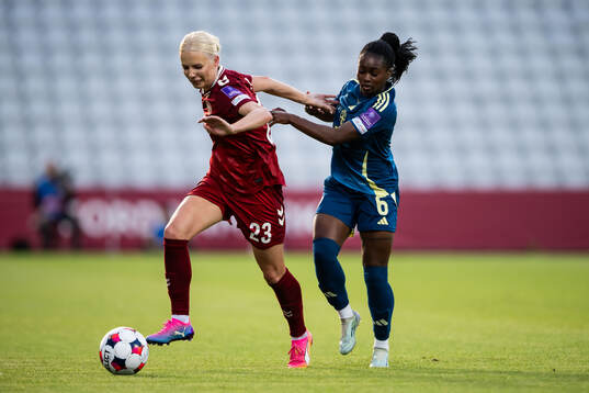 Sofie Svava of Denmark and Monica Jusu Bah of Sweden