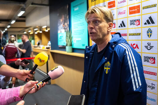 Head coach Tony Gustavsson of Sweden in mixed zone