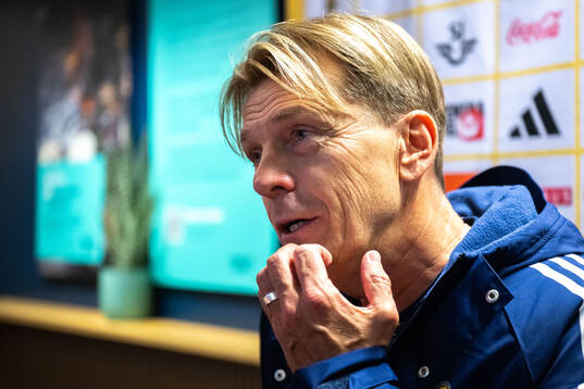 Head coach Tony Gustavsson of Sweden in mixed zone