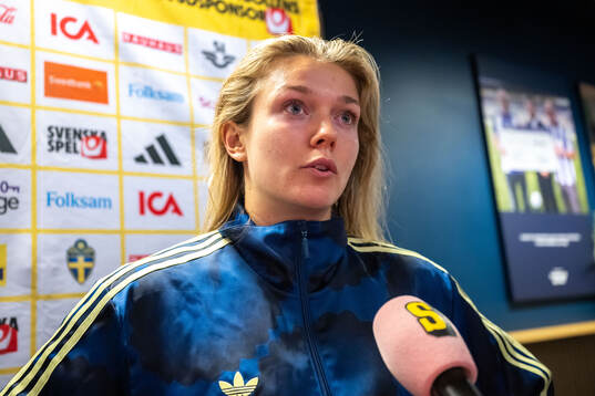 Beata Olsson of Sweden in mixed zone