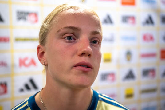 Anna Sandberg of Sweden in mixed zone