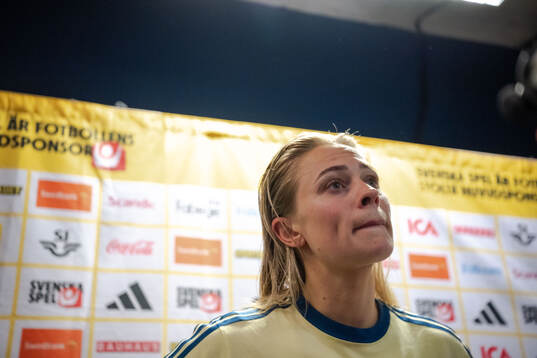 Fridolina Rolfö of Sweden in mixed zone