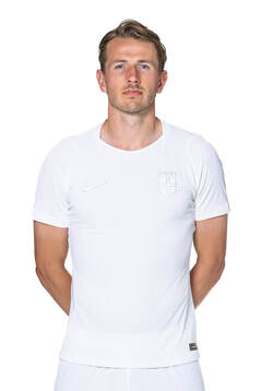 Sander Berge of the Norwegian national football team poses