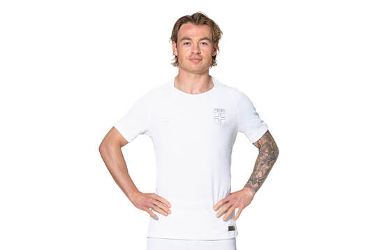 Patrick Berg of the Norwegian national football team poses
