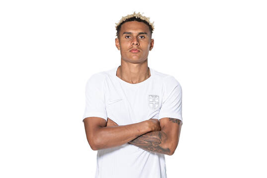 Antonio Nusa of the Norwegian national football team poses