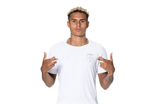 Antonio Nusa of the Norwegian national football team poses