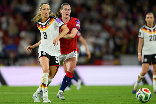 Kathrin Hendrich of Germany and Elisabeth Terland of Norway