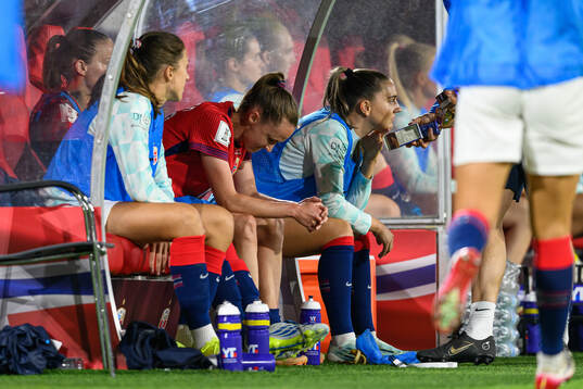 Caroline Graham Hansen of Norway looks dejected