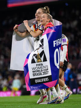 Sophia Kleinherne and Elisa Senß of Germany celebrate