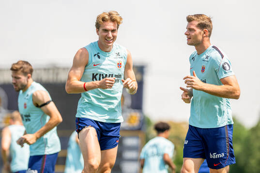 Kristian Thorstvedt and Alexander Sørloth of the Norwegian