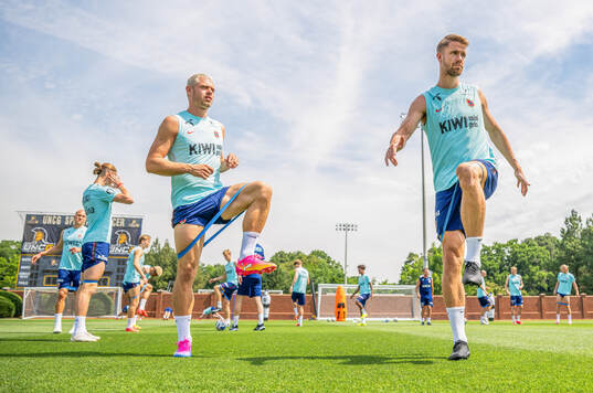 Julian Ryerson and Kristoffer Ajer of the Norwegian