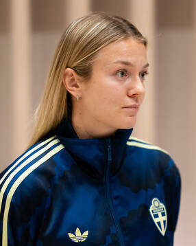 Beata Olsson at a press event with the women's national
