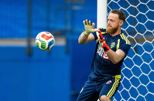 Goalkeeper Viktor Johansson of the Swedish national