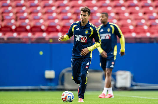 Yasin Ayari of the Swedish national football team at a