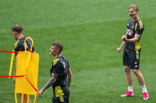Lucas Bergvall of the Swedish national football team at a
