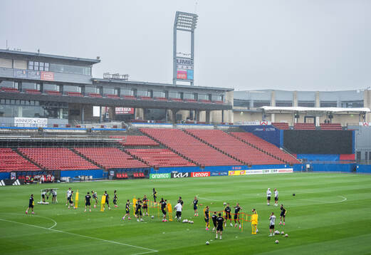 Players of the Swedish national football team at a training