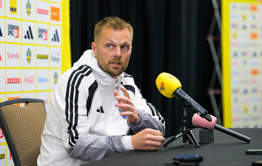 Assistant coach Sebastian Larsson of the Swedish men's