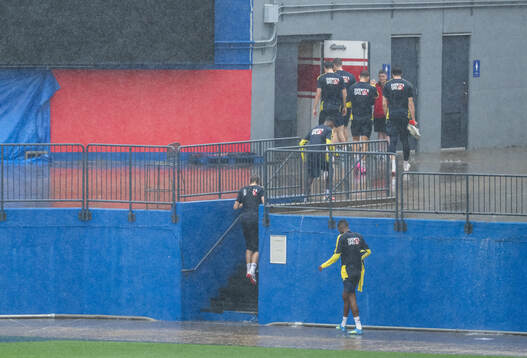 Players of the Swedish national football team leave  a