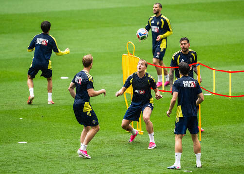 Herman Johansson of the Swedish national football team at a