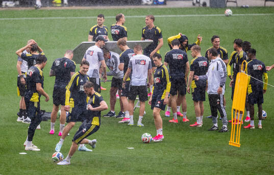 Players of the Swedish national football team at a training