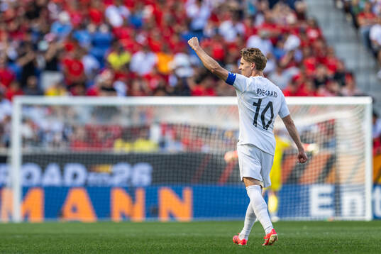 Martin Ødegaard of Norway celebrates