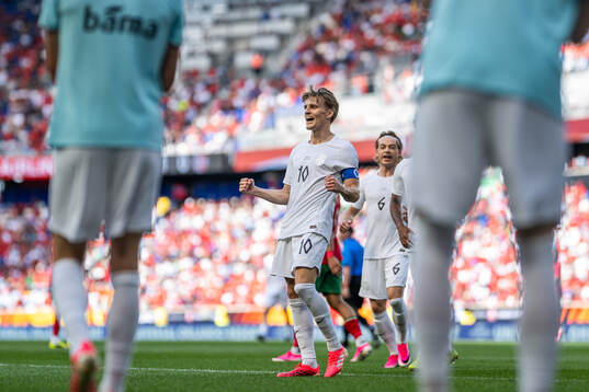 Martin Ødegaard of Norway celebrates