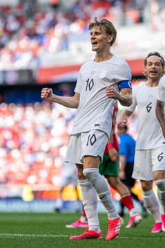 Martin Ødegaard of Norway celebrates