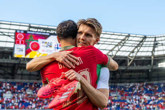Brahim Diaz of Morocco and Martin Ødegaard of Norway