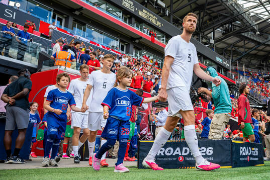 Kristoffer Ajer of Norway enters the pitch