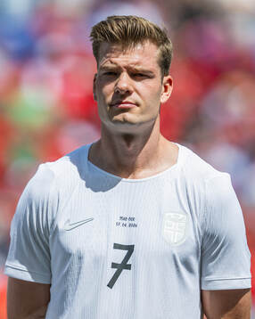 Alexander Sørloth of Norway line up