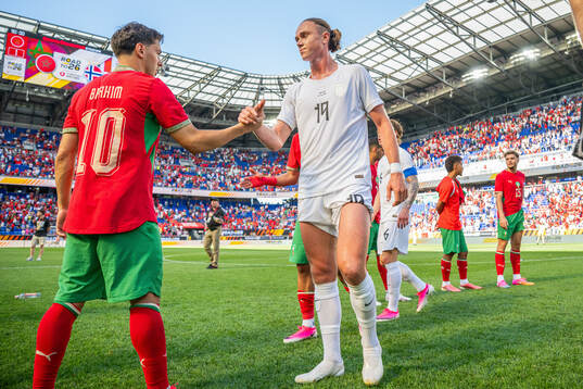Brahim Diaz of Morocco and Thelo Aasgaard of Norway