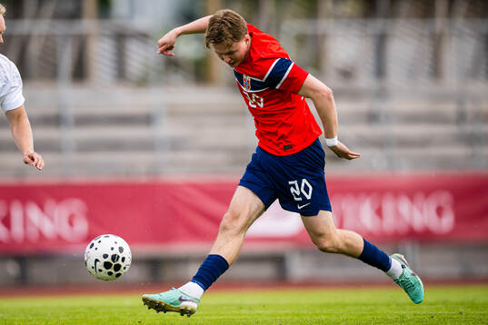 Kristian Lonebu of Norway missing a chance to score
