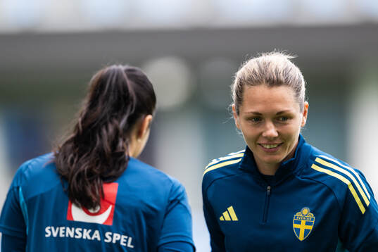 Goalkeeper Zecira Musovic and goalkeeper Jennifer Falk of