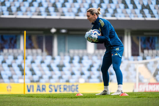 Goalkeeper Jennifer Falk of the Swedish women's national