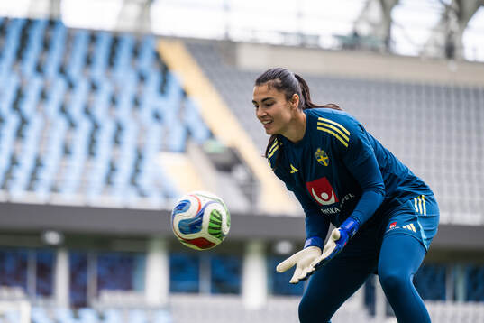 Goalkeeper Zecira Musovic of the Swedish women's national