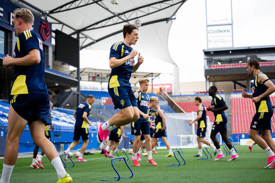 Elliot Stroud of the Swedish national football team at a