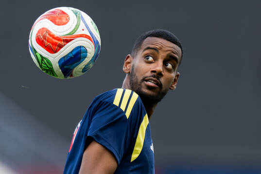 Alexander Isak of the Swedish national football team at a
