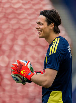 Goalkeeper Jacob Widell Zetterström of the Swedish