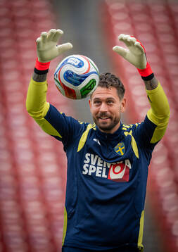 Goalkeeper Kristoffer Nordfeldt of the Swedish national