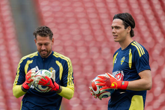 Goalkeeper Kristoffer Nordfeldt and goalkeeper Jacob Widell