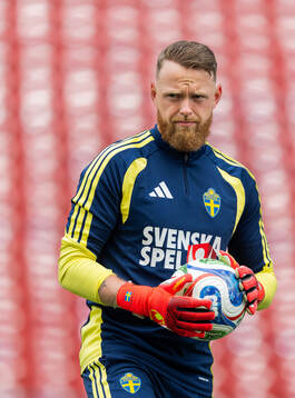 Goalkeeper Viktor Johansson of the Swedish national