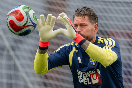 Goalkeeper Kristoffer Nordfeldt of the Swedish national