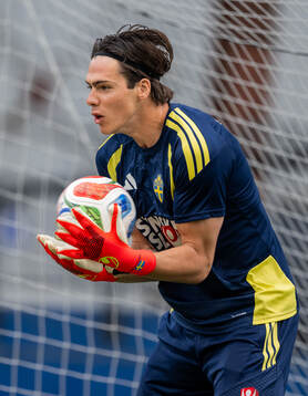 Goalkeeper Jacob Widell Zetterström of the Swedish